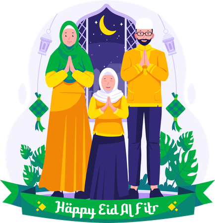 Feliz saludo de Eid Mubarak  Ilustración