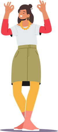 Feliz feminino mostrar ok símbolo  Ilustração