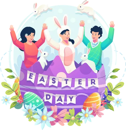 Feliz celebração do dia de páscoa  Ilustração