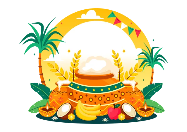 Feliz Celebração Pongal  Ilustração