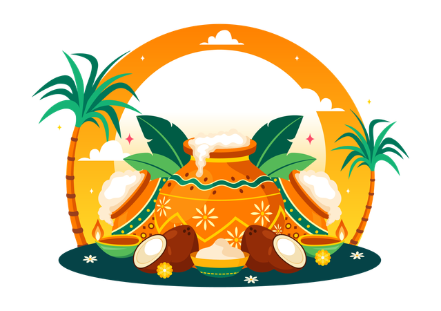 Feliz Celebração Pongal  Ilustração