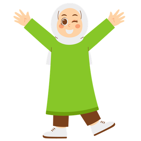 Feliz garota muçulmana  Ilustração
