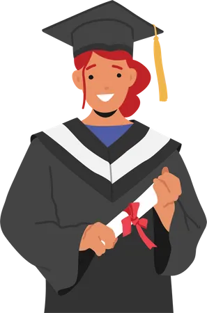 Feliz graduada com certificado de graduação  Ilustração