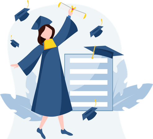 Feliz estudante de pós-graduação com certificado  Ilustração