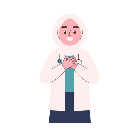 Doctora feliz hijab  Ilustración