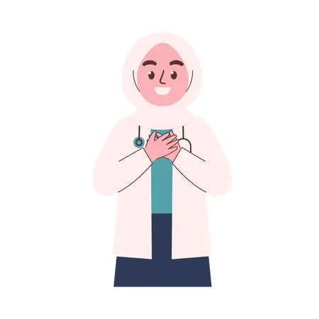 Feliz Hijab Médica  Ilustração