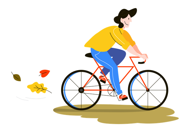 Jovem feliz andando de bicicleta  Ilustração