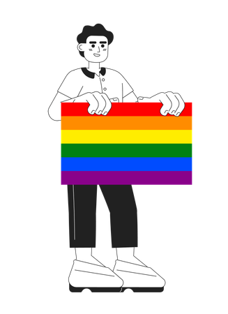 Jovem feliz apoia a comunidade LGBT  Ilustração