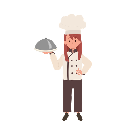 Feliz jovem chef preparando refeições saborosas  Ilustração