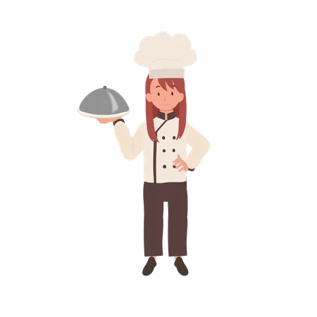 Feliz jovem chef preparando refeições saborosas  Ilustração