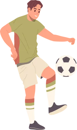 Feliz jovem jogador de futebol treinando  Ilustração