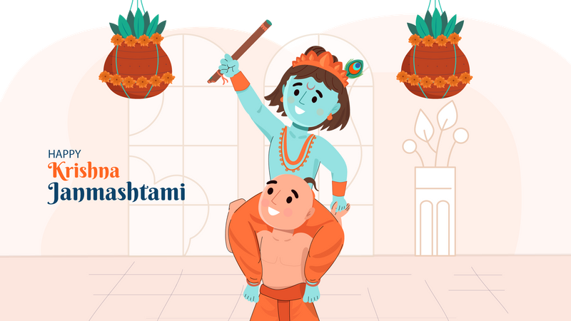 Feliz Krishna Janmashtami  Ilustração