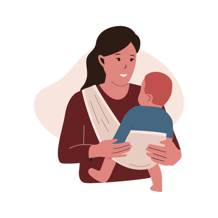 Mãe feliz, abrace o bebê  Ilustração