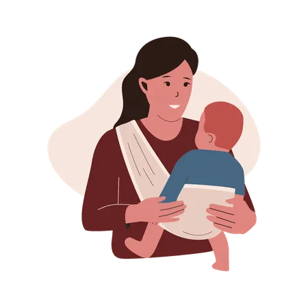Mãe feliz, abrace o bebê  Ilustração