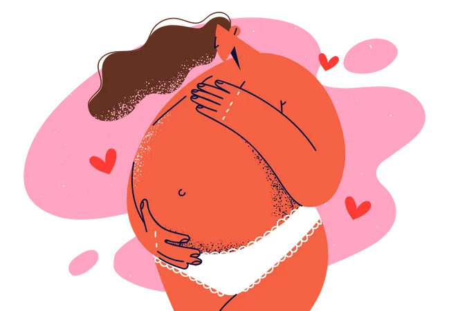 Mulher grávida feliz  Ilustração