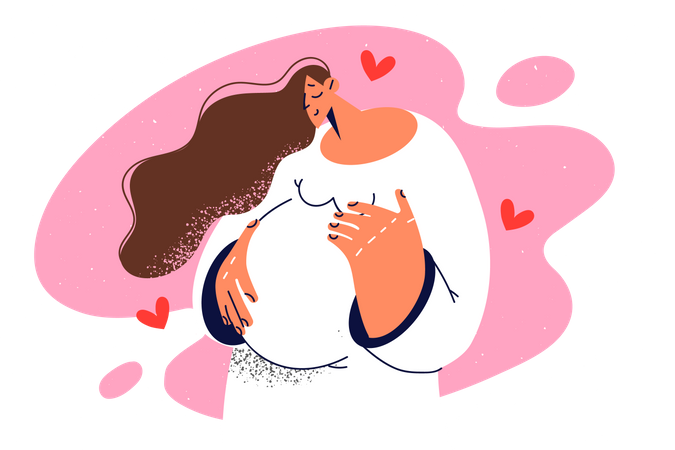 Mulher grávida feliz  Ilustração