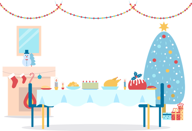 Feliz Natal Decoração de Casa  Ilustração