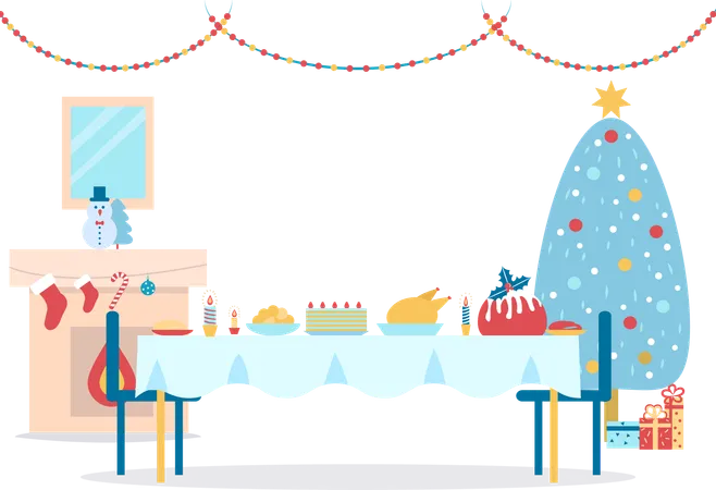 Feliz Natal Decoração de Casa  Ilustração