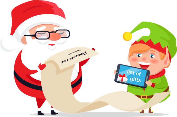 Feliz Navidad, Feliz Año Nuevo, Elfo de Papá Noel  Ilustración