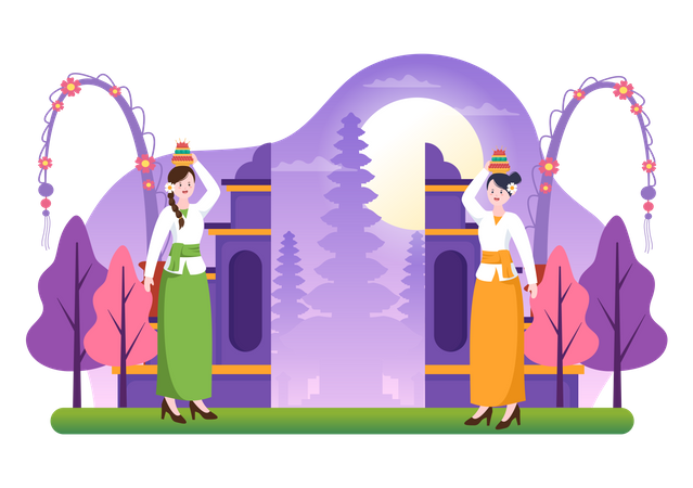 Feliz dia de Nyepi  Ilustração