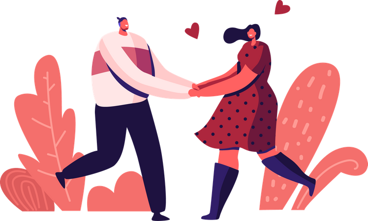 Feliz pareja amorosa al aire libre tiempo libre  Ilustración