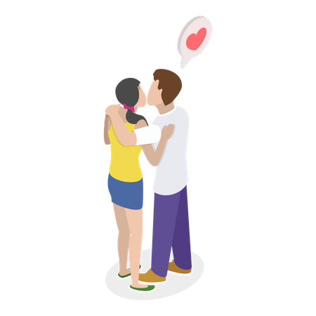 Feliz pareja besándose  Ilustración