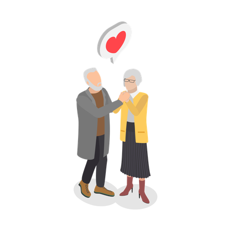 Feliz pareja de ancianos  Ilustración