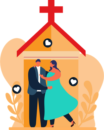 Feliz pareja de recién casados  Ilustración