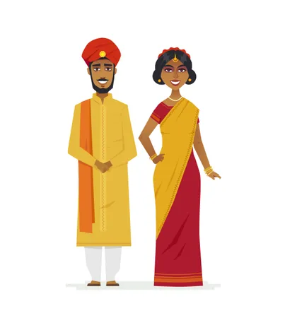 Feliz pareja india  Ilustración