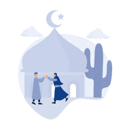 Feliz Ramadã Mubarak  Ilustração