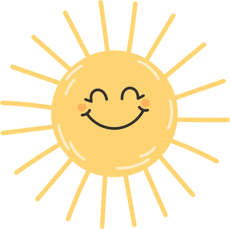 Emoji de sol feliz  Ilustración