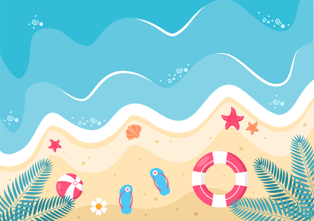 Feliz verano en la playa  Ilustración