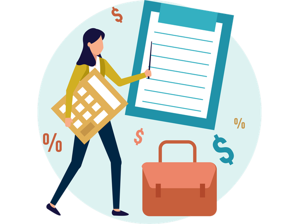 Female accountant checking report  Illustration