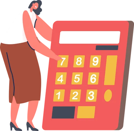 Female accountant doing budget calculation Illustration