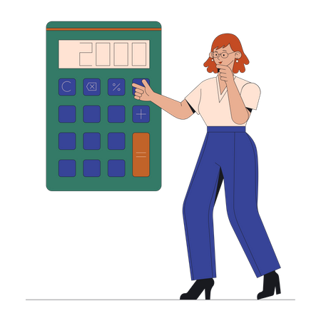 Female accountant doing budget calculation  Illustration