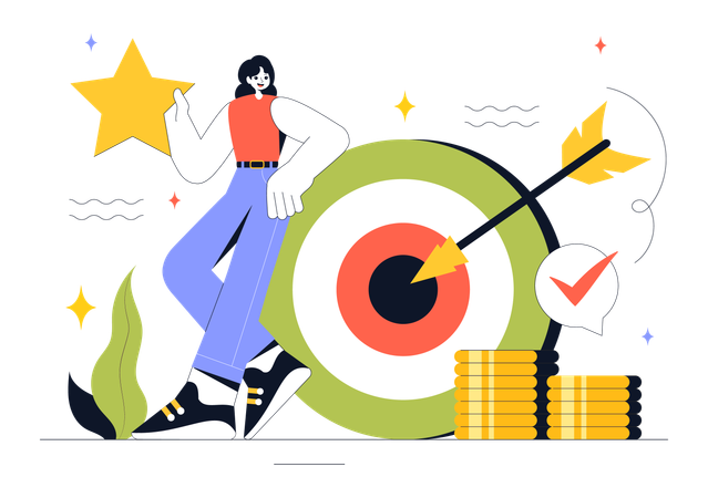 Female Achieve Business Target  Illustration