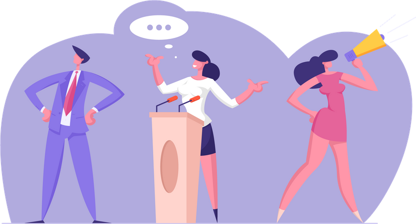 Female activist at political campaign  イラスト
