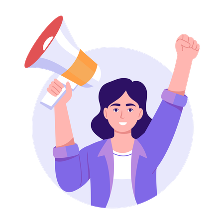 Female activist doing protest  Illustration