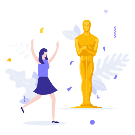 Female actor receive acting award  Illustration