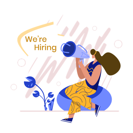 Female advertising about hiring Illustration