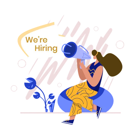 Female advertising about hiring Illustration