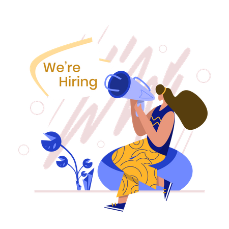 Female advertising about hiring  Illustration