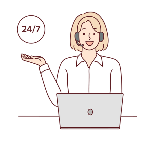 Female agent doing job in call center  Illustration