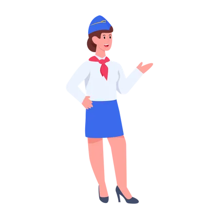 Flat Design Icon Of Air Hostess Illustration