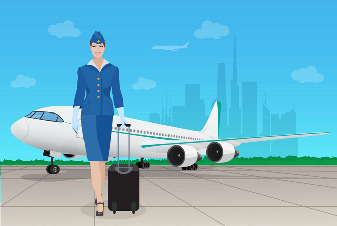 Female airline stewardess  Illustration