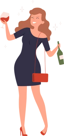 Female Alcoholic  Illustration