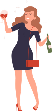 Female Alcoholic  Illustration