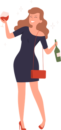 Female Alcoholic  Illustration