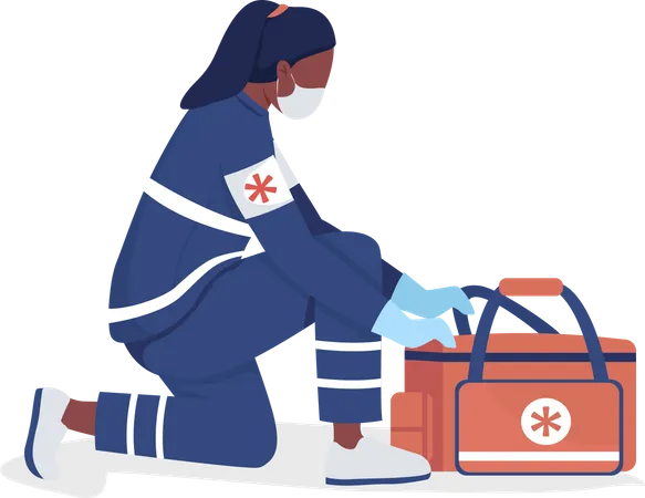 Female ambulance attendant Illustration
