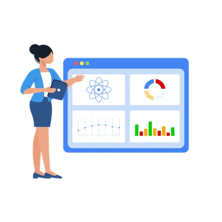 Female analyze business data  Illustration